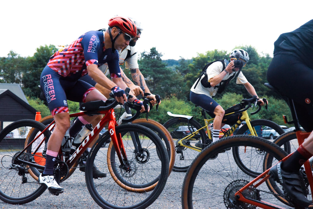 Gravel riders racing at Tanfield Railway
