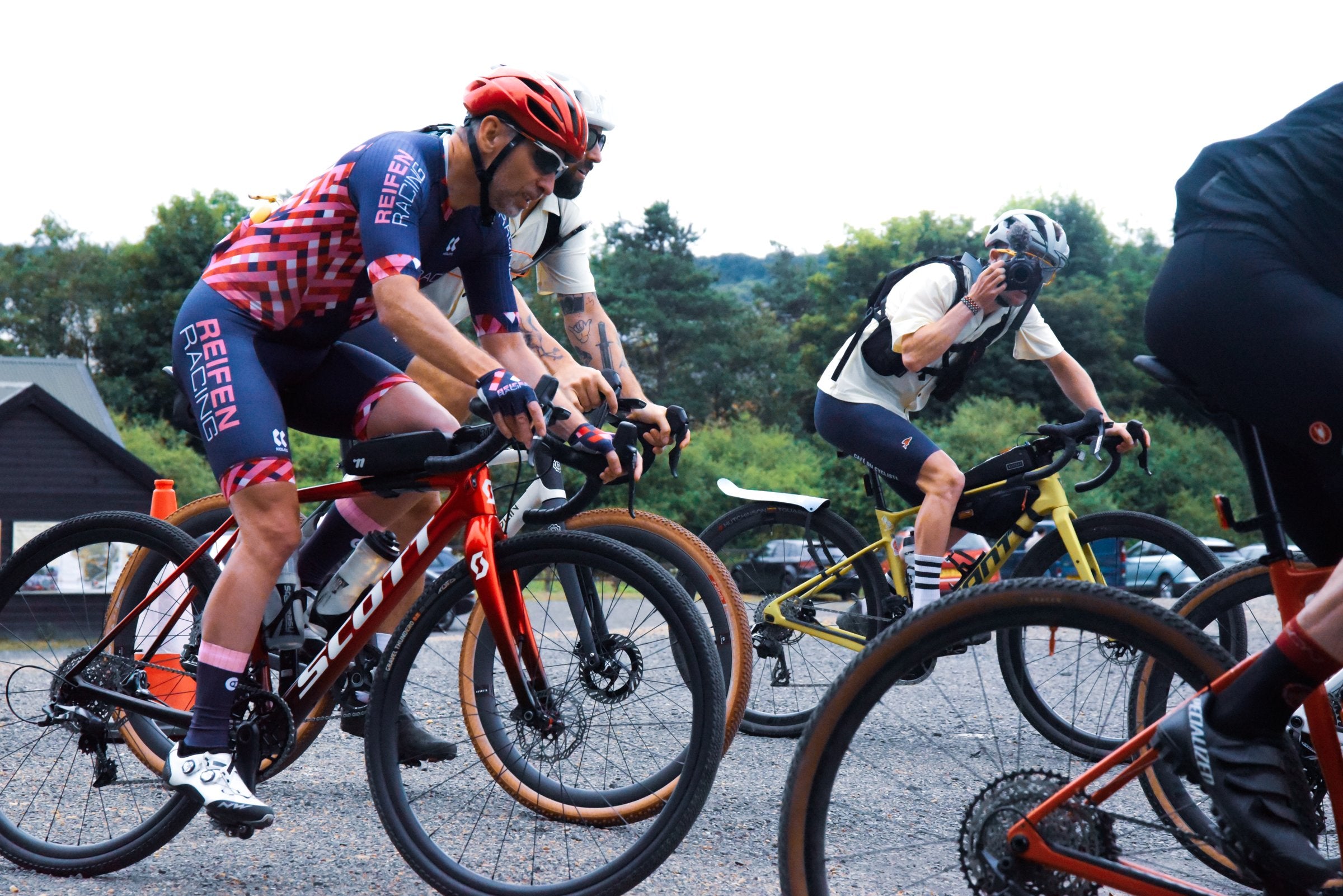 Gravel riders racing at Tanfield Railway