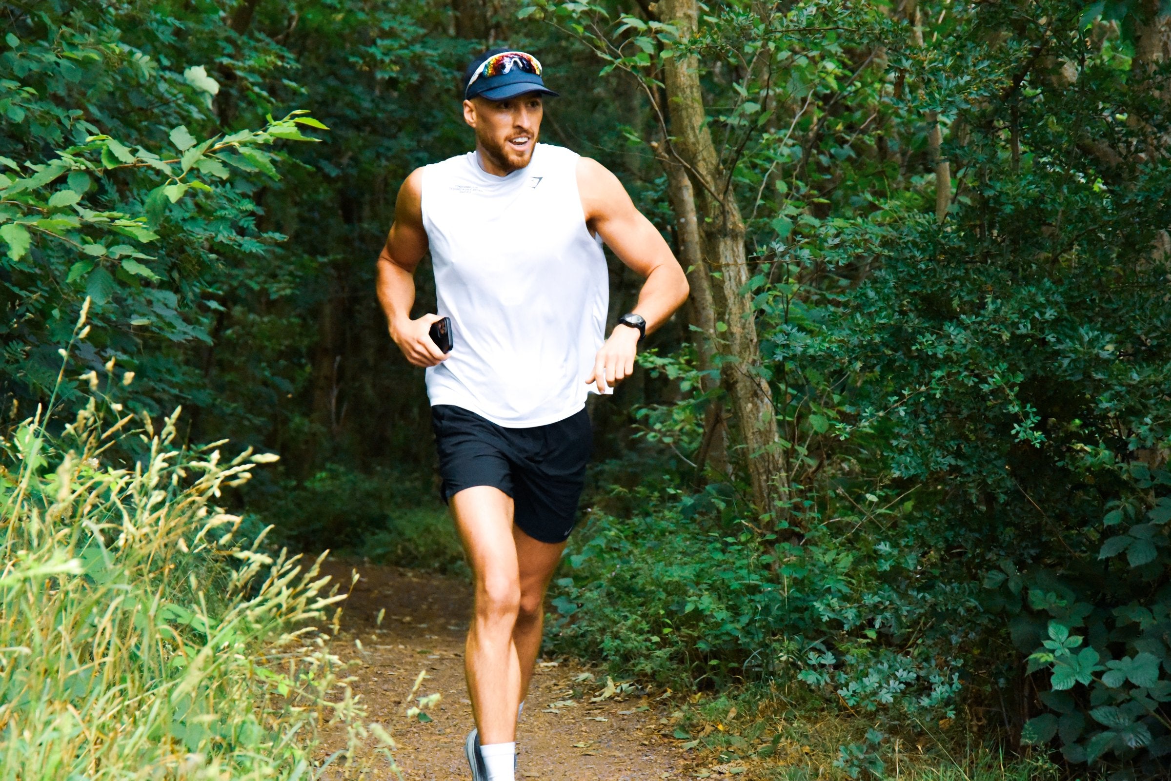 Trail runner through the Causey Burn valley