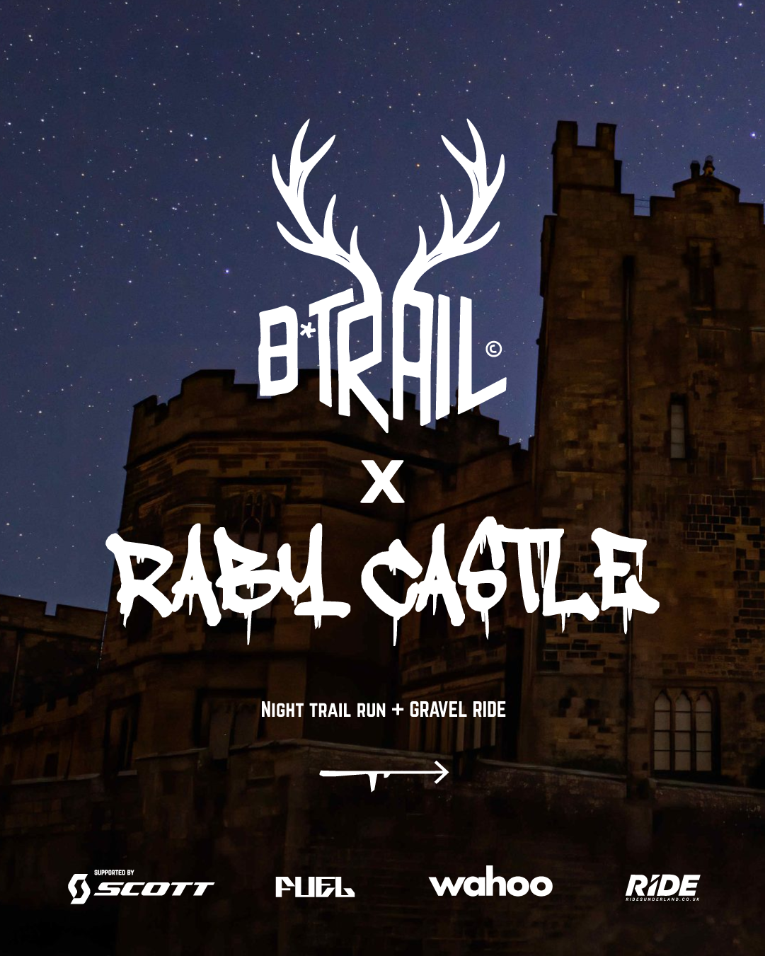 B*TRAIL x Raby Castle Stag Night, night trail run, Staindrop, Friday 30 October 2026